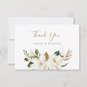 Floral Neutral Beige Elegant Thank You Card