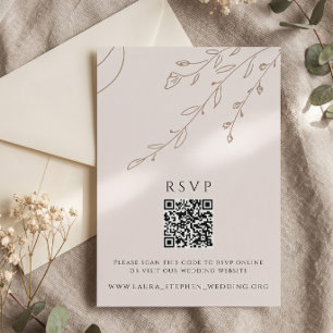 Floral Neutral RSVP Online QR Code Wedding Website Invitation