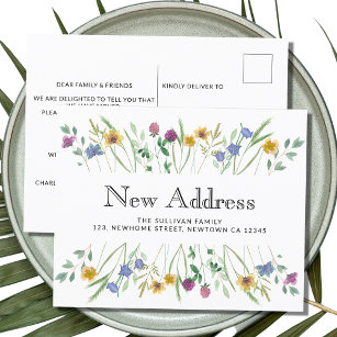 Floral New Address Moving Announcement Postcard
