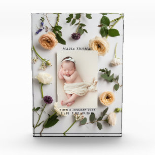 Floral New Baby Name Birth Stats Photo Block