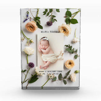 Floral New Baby Name Birth Stats Photo  Block