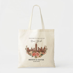 Floral New York city Skyline destination Weeding   Tote Bag