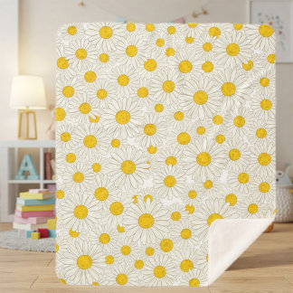 Floral Newborn Blanket with Yellow Daisies