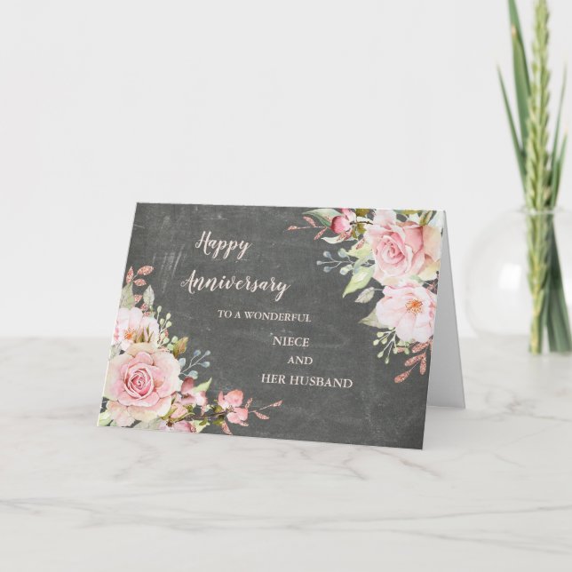 Floral Niece and Her Husband Wedding Anniversary Card (Front)