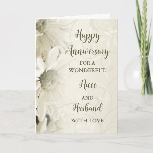 Floral Niece & Husband Anniversary Card (Front)