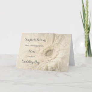 Floral Niece Wedding Day Congratulations Card