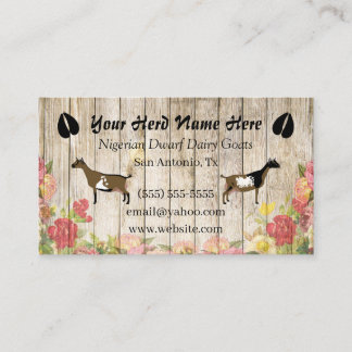 Floral Nigerian Dwarf Dairy Goat Business Card