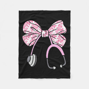 Floral Nk Coquette Bow Rn Nurse Stethoscope Nursin Fleece Blanket