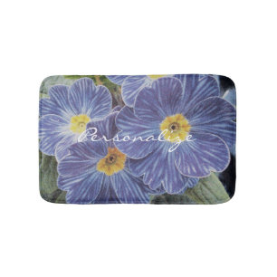 Floral non slip bath mat with blue flower photo