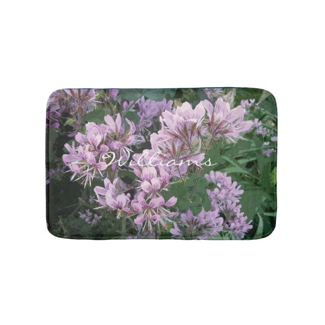 Floral non slip bath mat with pink flowers (Front)