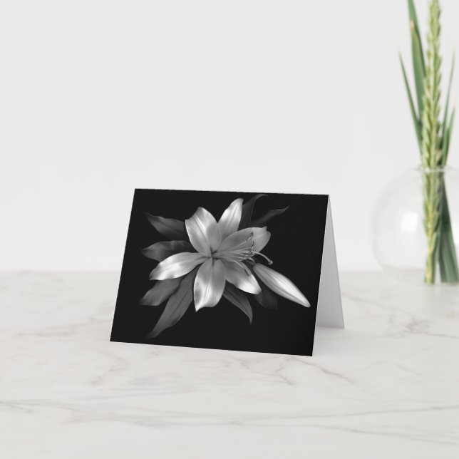 Floral Note Card Silver Stargazer Lily (Front)