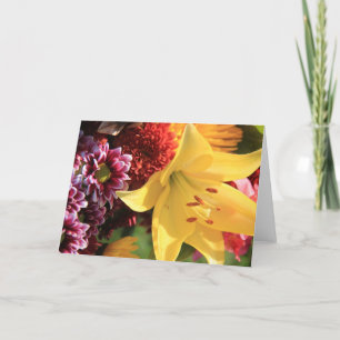 Floral Note Cards, Yellow Amaryllis, Rust, Pink Card