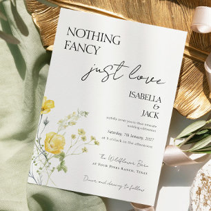 Floral Nothing fancy just love Wedding Invitation