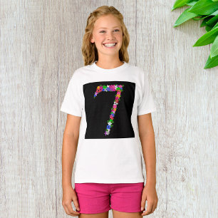 Floral Number Seven Botanical Flower Design T-Shirt