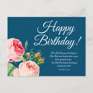 Floral Numbers 6:24-26 Birthday Postcard