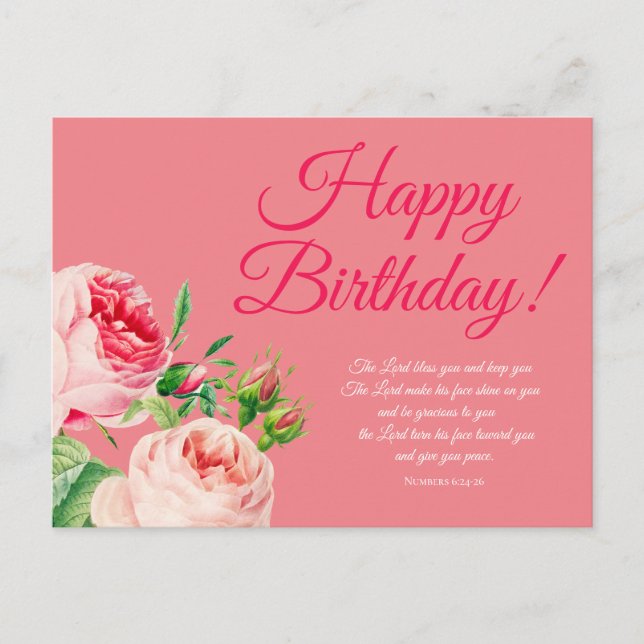 Floral Numbers 6:24-26 Birthday Postcard (Front)