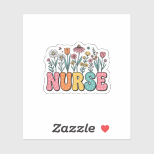 Floral Nurse Bubble Letter Vintage Style Shirt Des