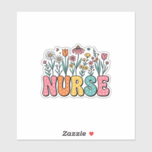 Floral Nurse Bubble Letter Vintage Style Shirt Des