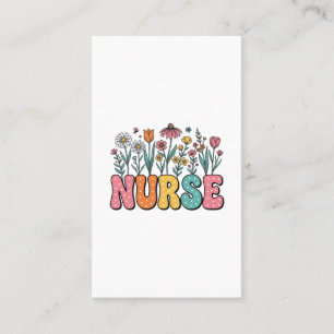 Floral Nurse Bubble Letter Vintage Style Shirt Des Business Card