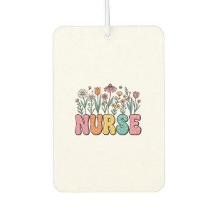 Floral Nurse Bubble Letter Vintage Style Shirt Des Car Air Freshener