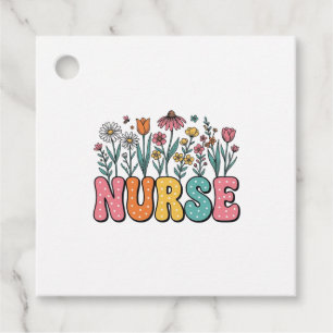 Floral Nurse Bubble Letter Vintage Style Shirt Des Favour Tags