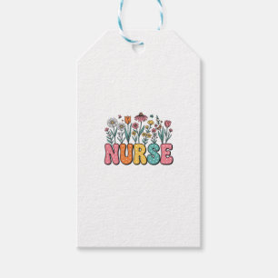 Floral Nurse Bubble Letter Vintage Style Shirt Des Gift Tags