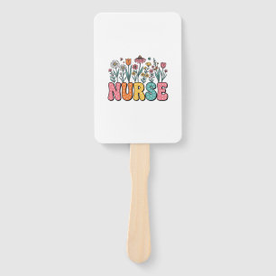 Floral Nurse Bubble Letter Vintage Style Shirt Des Hand Fan