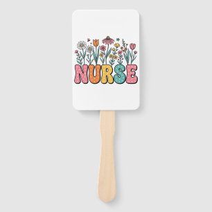 Floral Nurse Bubble Letter Vintage Style Shirt Des Hand Fan