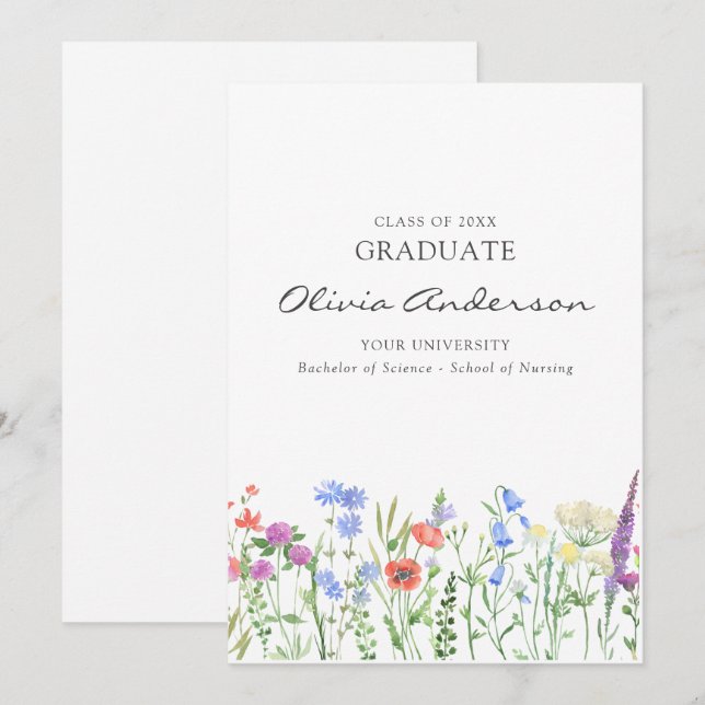 Floral Nurse Graduation  Invitation (Front/Back)