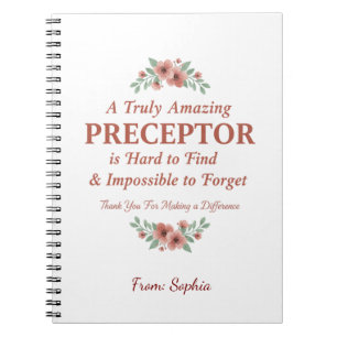 Floral Nurse Preceptor Thank You Mentor Gift Notebook