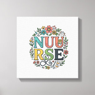 Floral Nurse Shirt Design Vintage Medical Art_1 Canvas Print