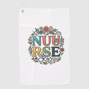 Floral Nurse Shirt Design Vintage Medical Art_1 Golf Towel