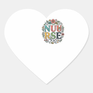 Floral Nurse Shirt Design Vintage Medical Art_1 Heart Sticker