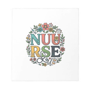 Floral Nurse Shirt Design Vintage Medical Art_1 Notepad