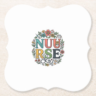 Floral Nurse Shirt Design Vintage Medical Art_1 Paper Coaster