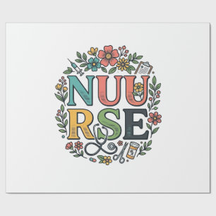 Floral Nurse Shirt Design Vintage Medical Art_1 Wrapping Paper