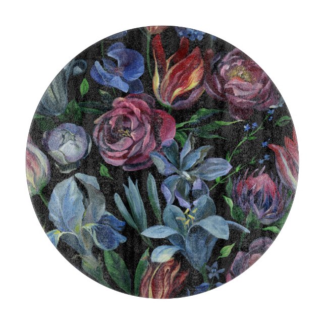 Floral Oil Pastel: Seamless Pattern Cutting Board (Front)