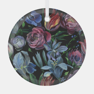 Floral Oil Pastel: Seamless Pattern Glass Tree Decoration