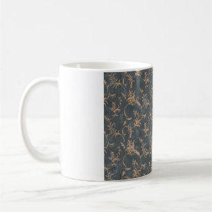 Floral old retro vintage ornament wallpaper on bac coffee mug