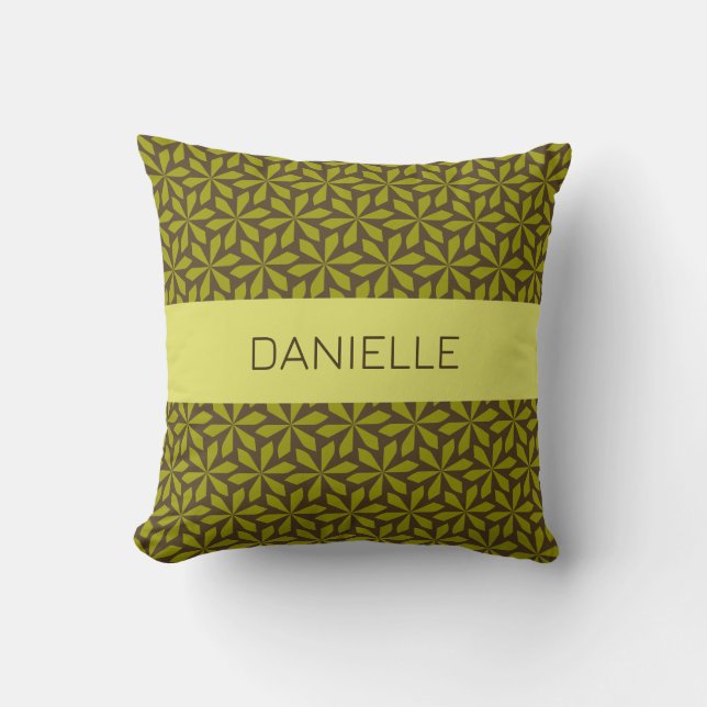 floral olive green pattern cushion (Front)