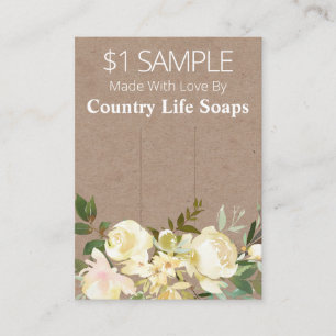 Floral On Kraft Soap Sample Price Display Card