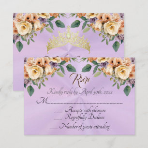 Floral on Lavender Quinceanera RSVP Card