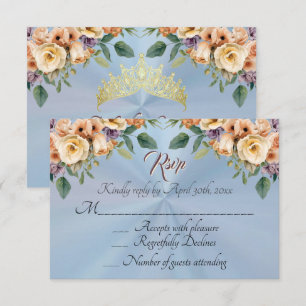 Floral on Pastel Blue Quinceanera RSVP Card