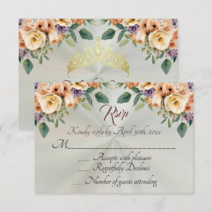 Floral on Pastel Sage Quinceanera RSVP Card