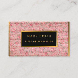 Floral on Wood Gold Customise Professional Modern Business Card