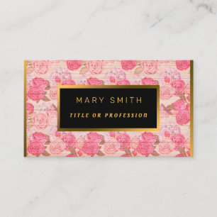 Floral on Wood Gold Customise Professional Modern Business Card