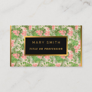 Floral on Wood Gold Customise Professional Modern Business Card