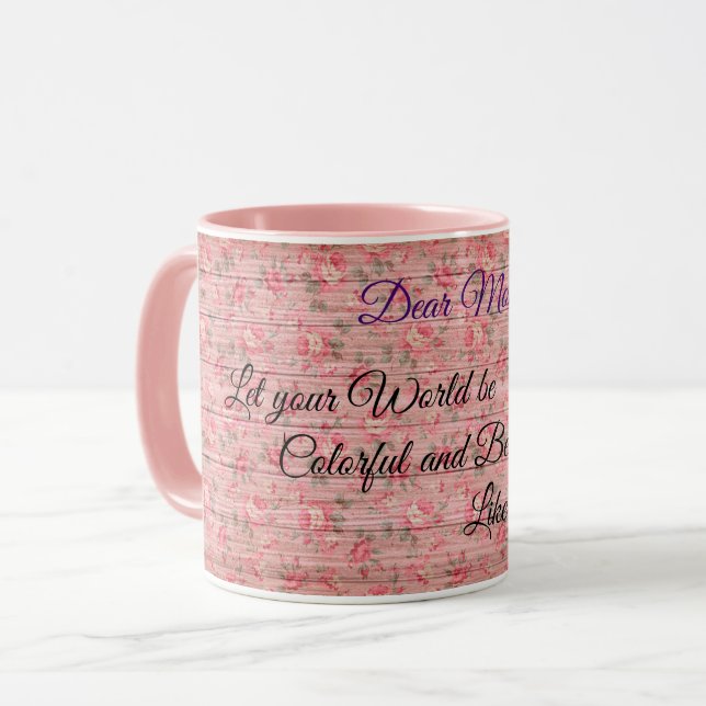 Floral on Wood Popular Customise Text Mug (Front Left)