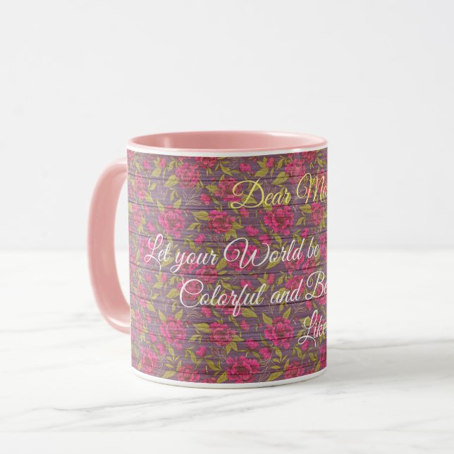 Floral on Wood Popular Customise Text Mug (Front Left)