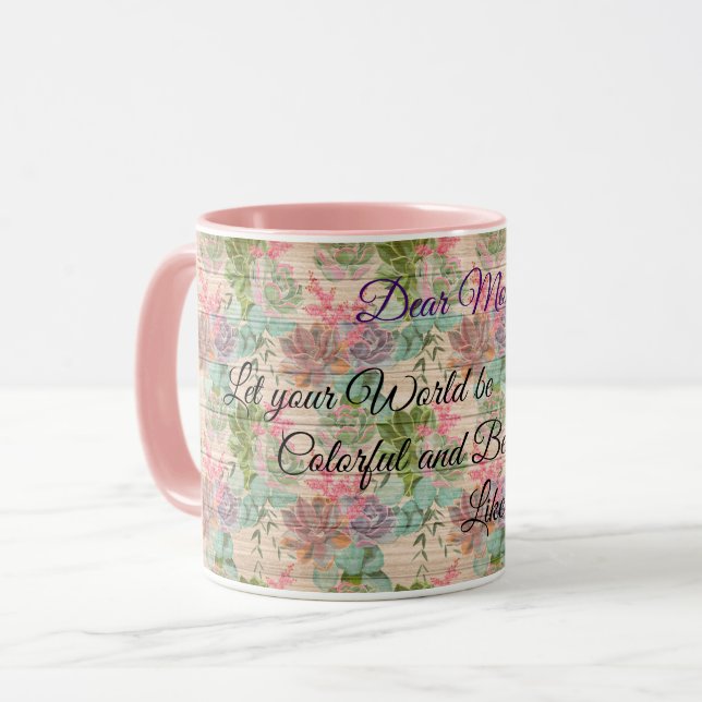 Floral on Wood Popular Customise Text Mug (Front Left)